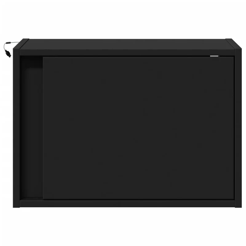 Lot de 2 tables de chevet murales 50 x 31 x 35 cm avec lumières LED en bois d'ingénierie noir DEC036165