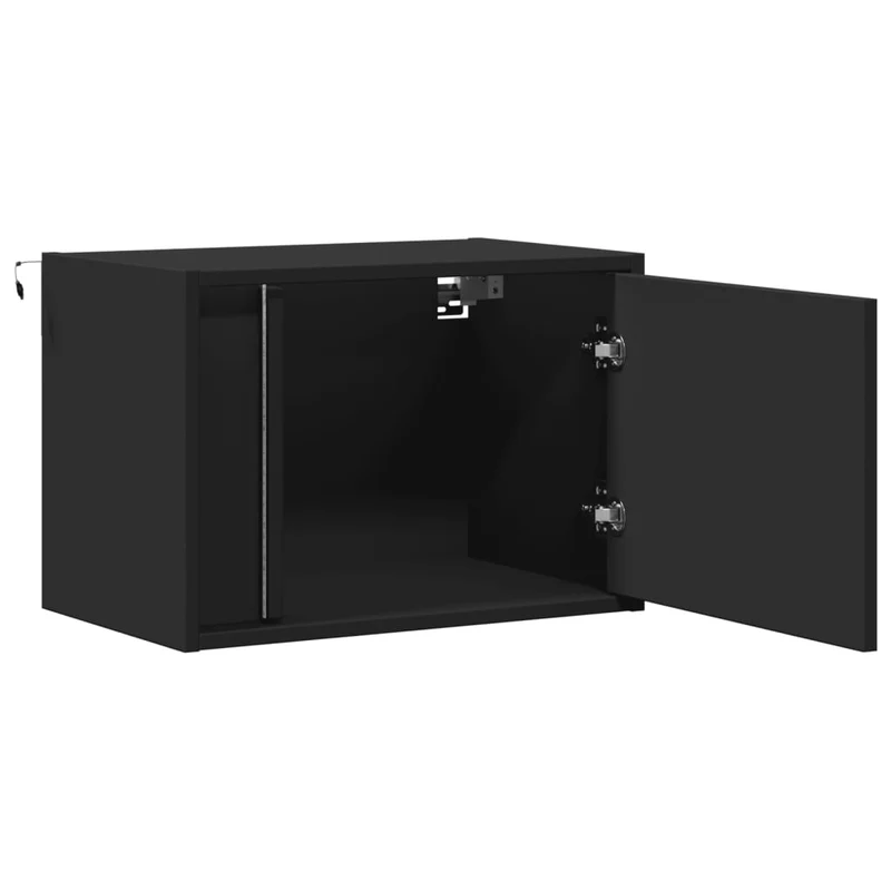 Lot de 2 tables de chevet murales 50 x 31 x 35 cm avec lumières LED en bois d'ingénierie noir DEC036165