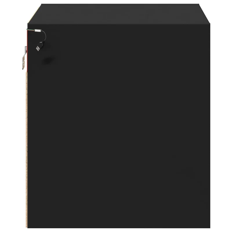 Lot de 2 tables de chevet murales 50 x 31 x 35 cm avec lumières LED en bois d'ingénierie noir DEC036165
