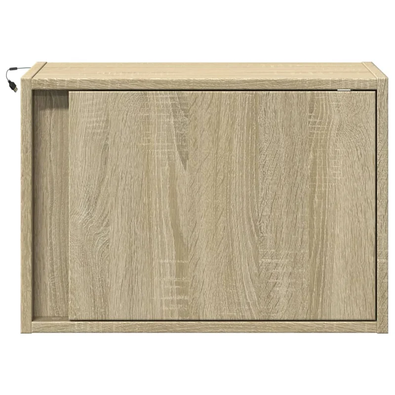 Lot de 2 tables de chevet murales avec lumières LED en bois d'ingénierie couleur chêne DEC036150