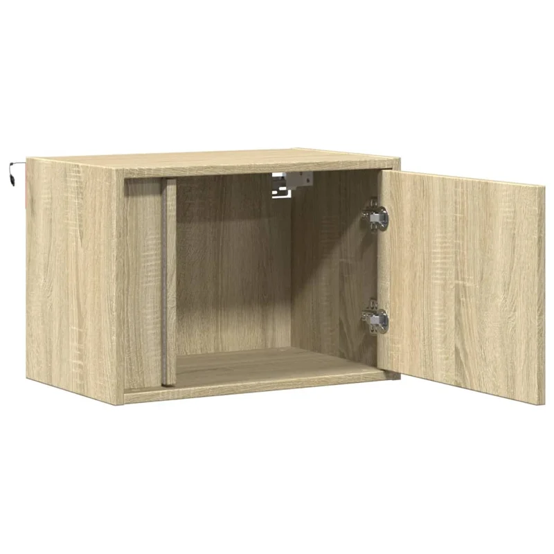 Lot de 2 tables de chevet murales avec lumières LED en bois d'ingénierie couleur chêne DEC036150