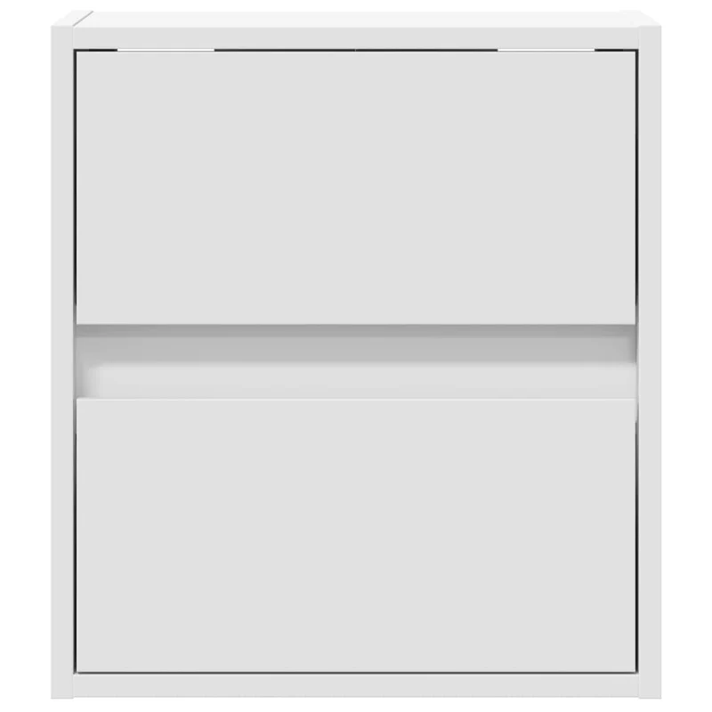 Lot de 2 tables de chevet murales avec lumières LED avec tiroirs en bois d'ingénierie blanc DEC036126