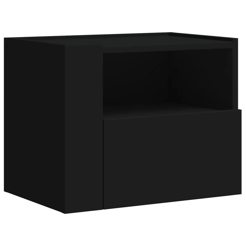 Lot de 2 tables de chevet murales avec tiroir et compartiment ouvert 45 x 30 x 35 cm bois d'ingénierie noir DEC036100