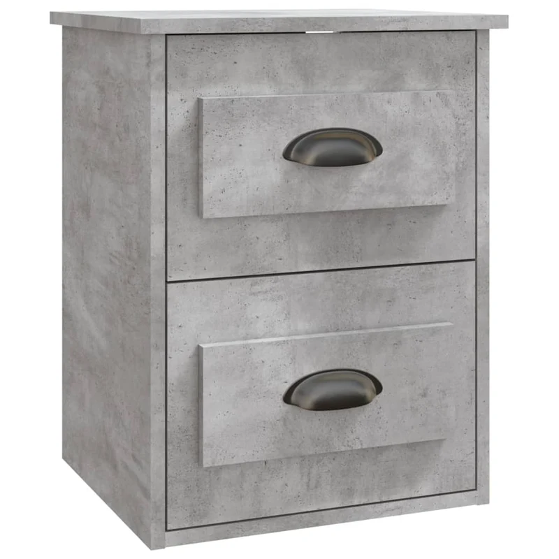 Lot de 2 tables de chevet murales avec deux tiroirs 41,5 x 36 x 53 cm bois d'ingénierie gris DEC036084