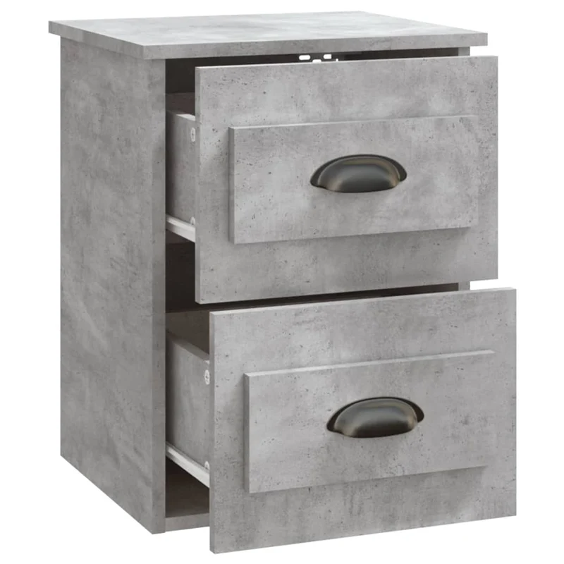 Lot de 2 tables de chevet murales avec deux tiroirs 41,5 x 36 x 53 cm bois d'ingénierie gris DEC036084