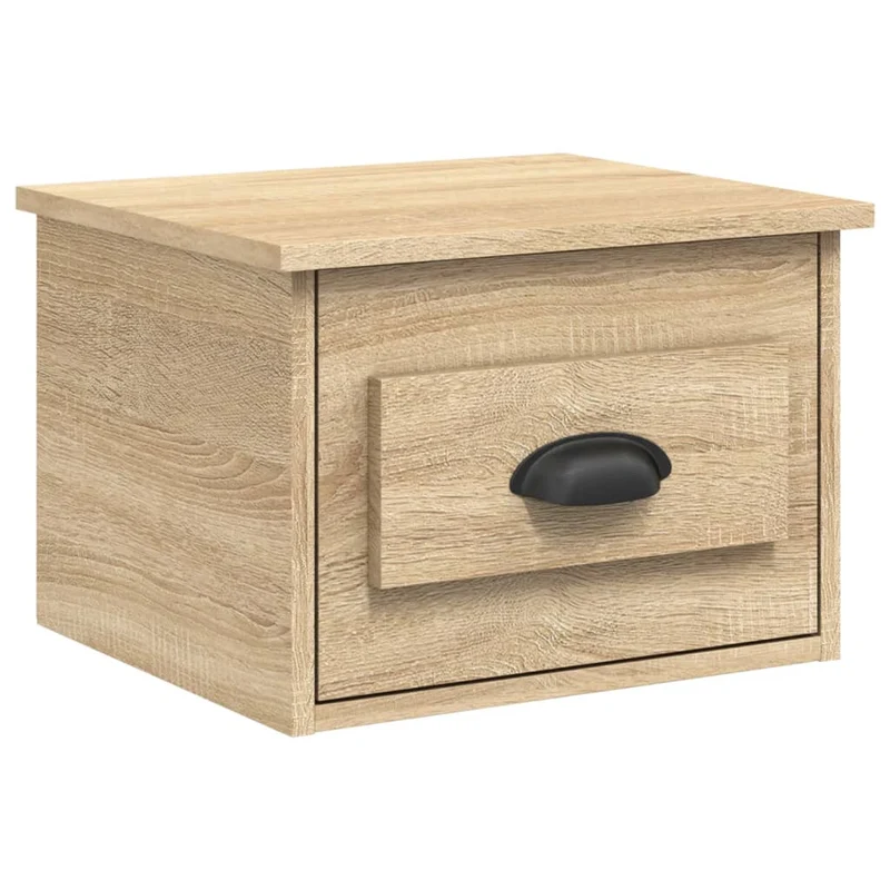 Lot de 2 tables de chevet murales avec tiroir 41,5 x 36 x 28 cm bois d'ingénierie couleur chêne DEC036070