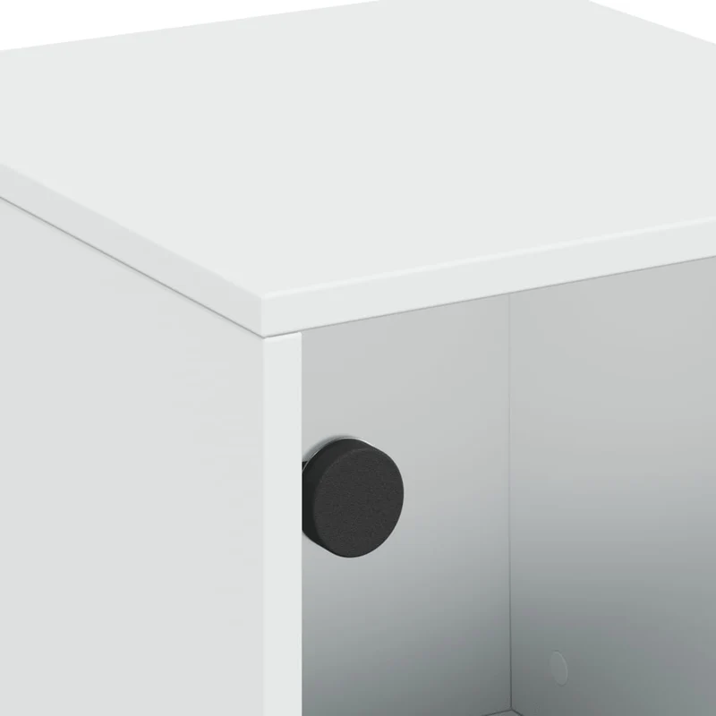 Lot de 2 tables de chevet avec porte vitrée 35 x 37 x 50 cm bois d'ingénierie blanc verre et acierDEC035961