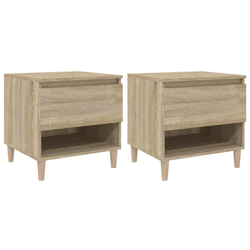Lot de 2 tables de chevet avec tiroir 50 x 46 x 50cm bois d’ingénierie couleur chêne DEC035895
