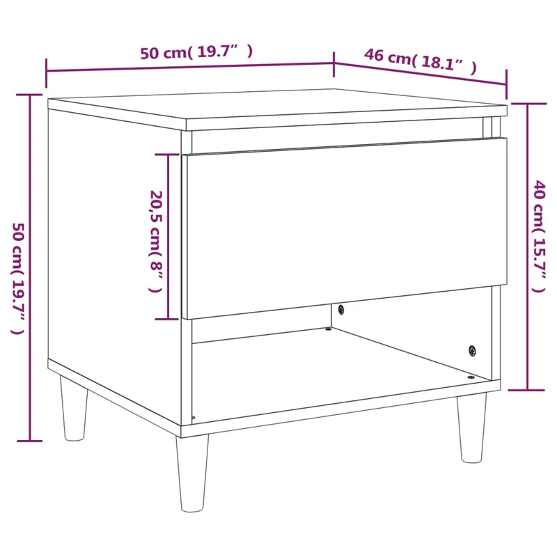 Lot de 2 tables de chevet avec tiroir 50 x 46 x 50cm bois d’ingénierie couleur chêne DEC035895