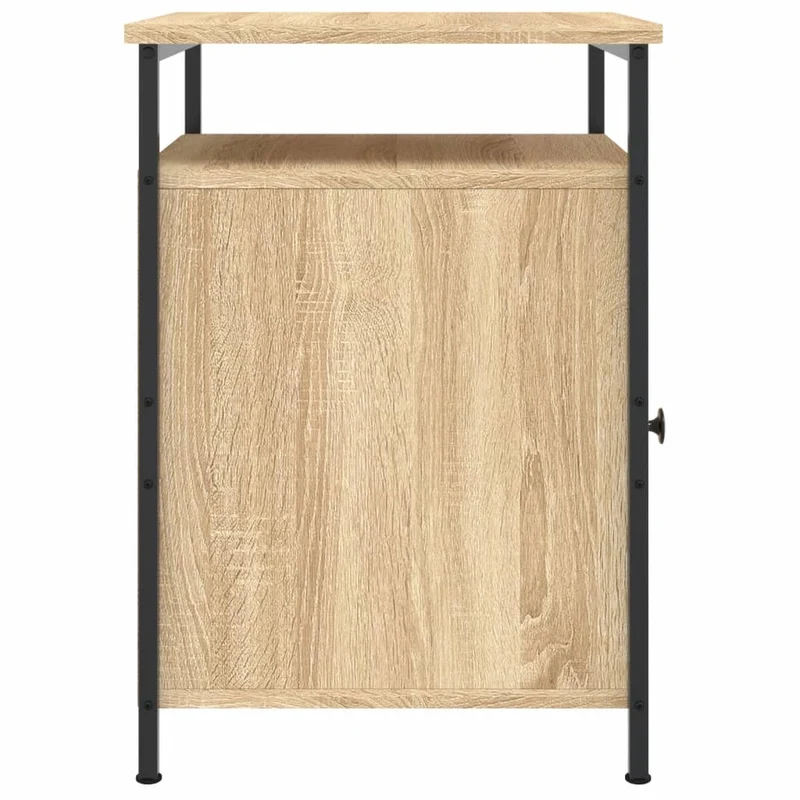 Lot de 2 tables de chevet compartiment avec porte 40 x 42 x 60cm bois d'ingénierie couleur chêne et fer DEC035891