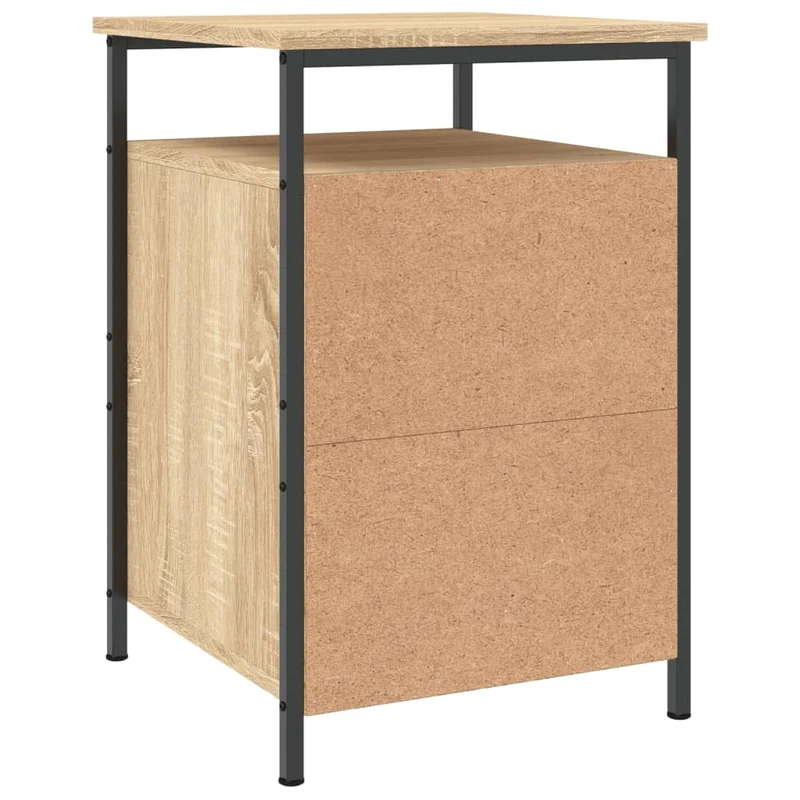 Lot de 2 tables de chevet compartiment avec porte 40 x 42 x 60cm bois d'ingénierie couleur chêne et fer DEC035891