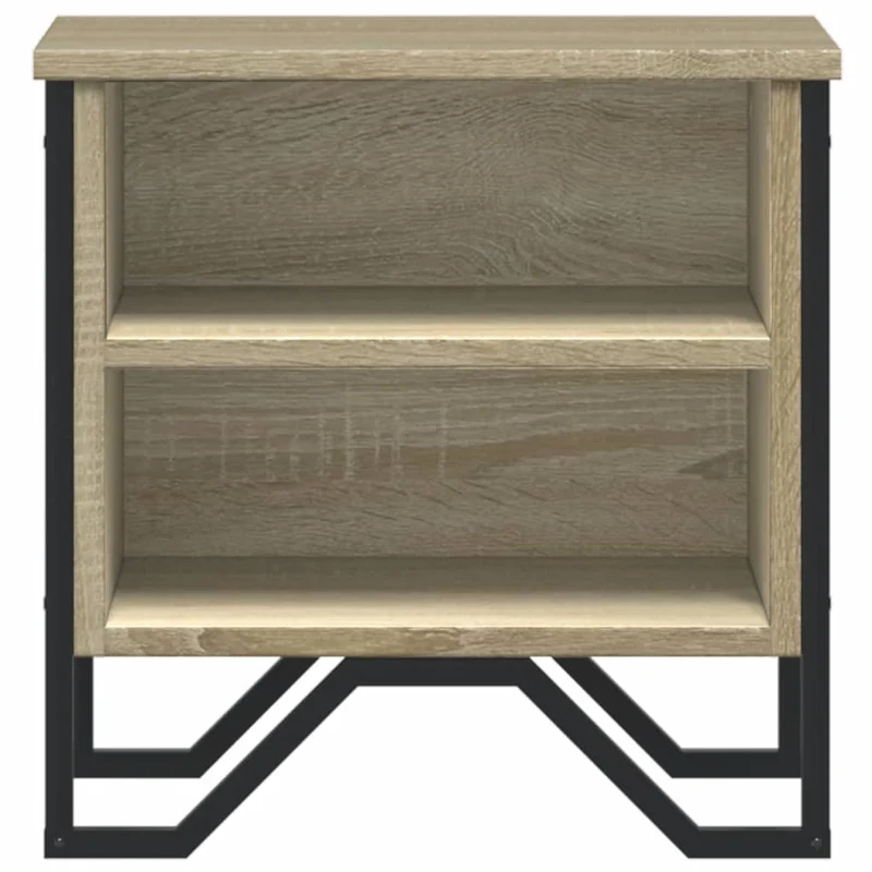 Lot de 2 tables de chevet avec étagères 40 x 30 x 40cm bois d'ingénierie couleur chêne et métal DEC035879
