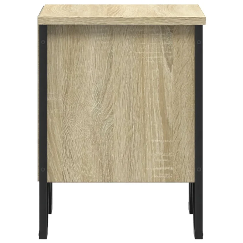 Lot de 2 tables de chevet avec étagères 40 x 30 x 40cm bois d'ingénierie couleur chêne et métal DEC035879