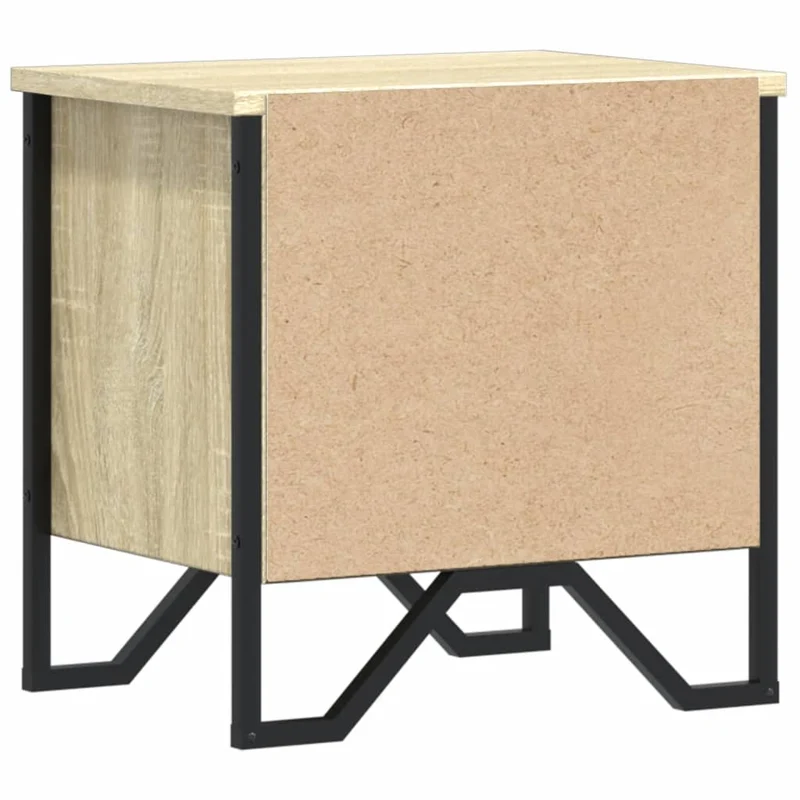 Lot de 2 tables de chevet avec étagères 40 x 30 x 40cm bois d'ingénierie couleur chêne et métal DEC035879