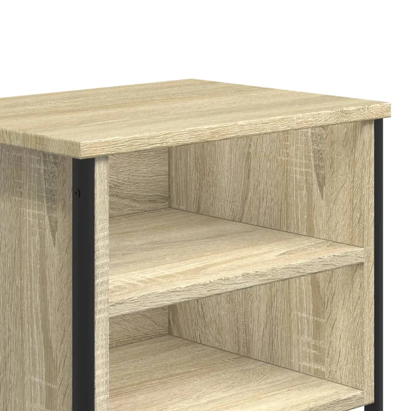 Lot de 2 tables de chevet avec étagères 40 x 30 x 40cm bois d'ingénierie couleur chêne et métal DEC035879