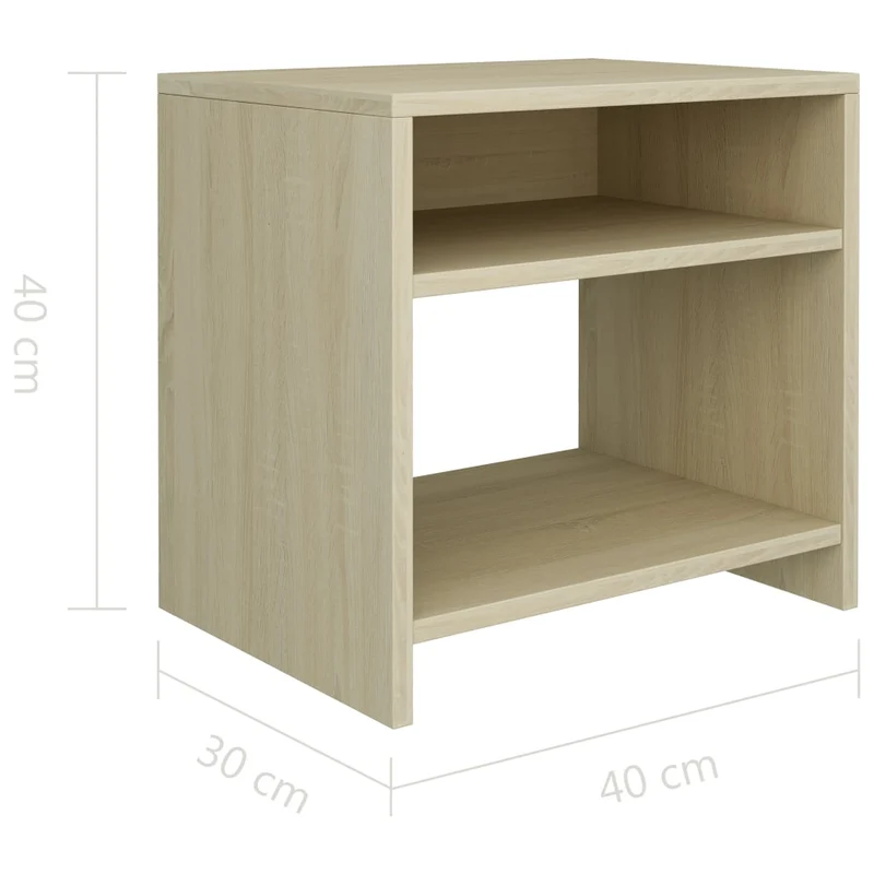 Lot de 2 tables de chevet avec compartiment ouvert 40 x 30 x 40cm bois d'ingénierie couleur chêne DEC035876