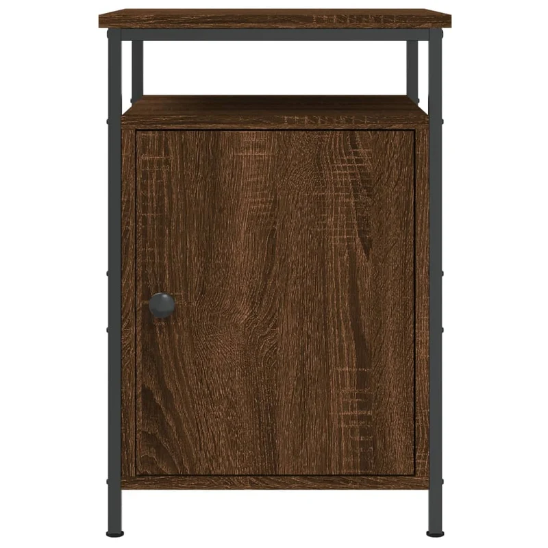 Lot de 2 tables de chevet avec compartiment avec porte 40 x 42 x 60cm bois d'ingénierie marron et fer DEC035865