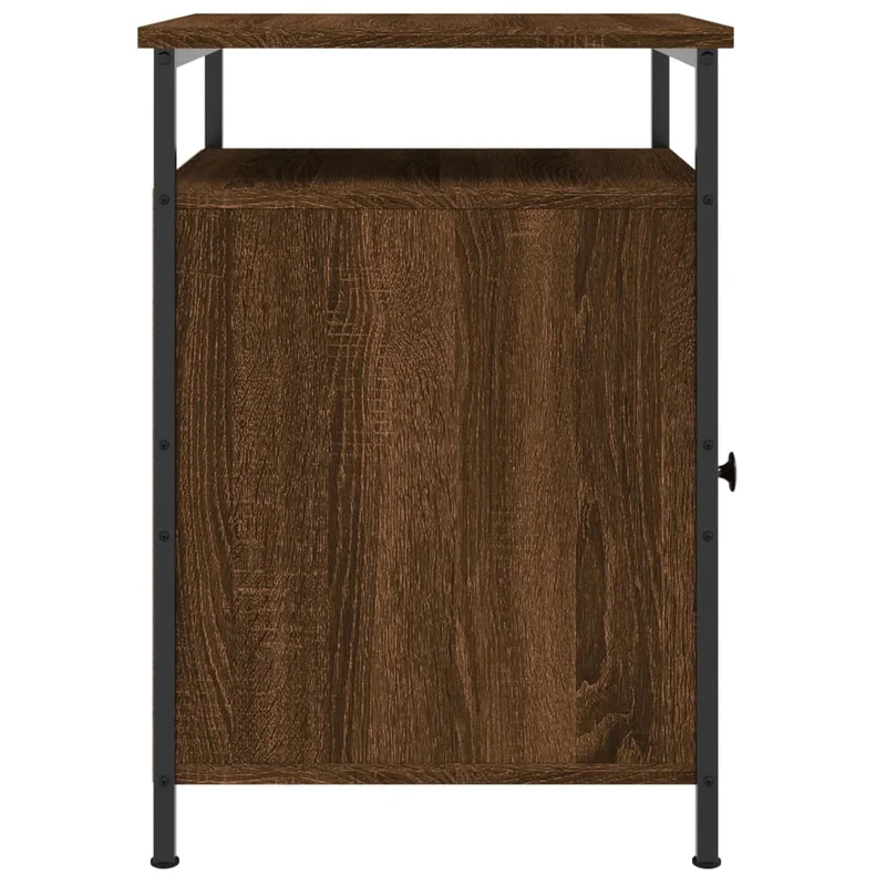 Lot de 2 tables de chevet avec compartiment avec porte 40 x 42 x 60cm bois d'ingénierie marron et fer DEC035865
