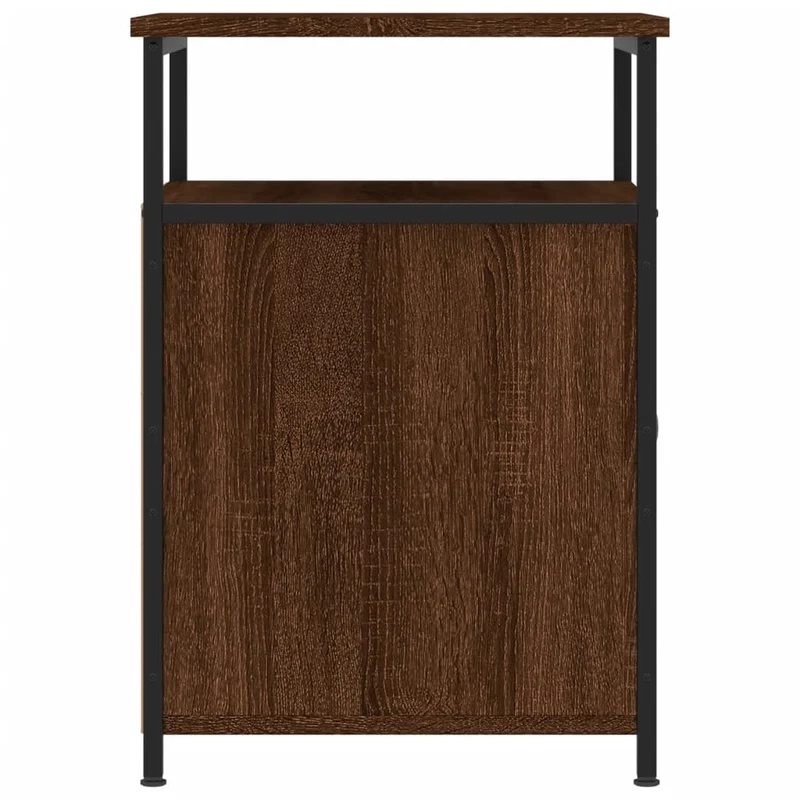 Lot de 2 tables de chevet avec compartiment avec porte 40 x 42 x 60cm bois d'ingénierie marron et fer DEC035863