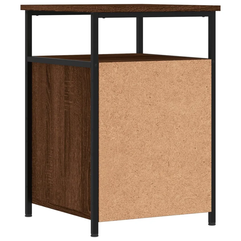 Lot de 2 tables de chevet avec compartiment avec porte 40 x 42 x 60cm bois d'ingénierie marron et fer DEC035863
