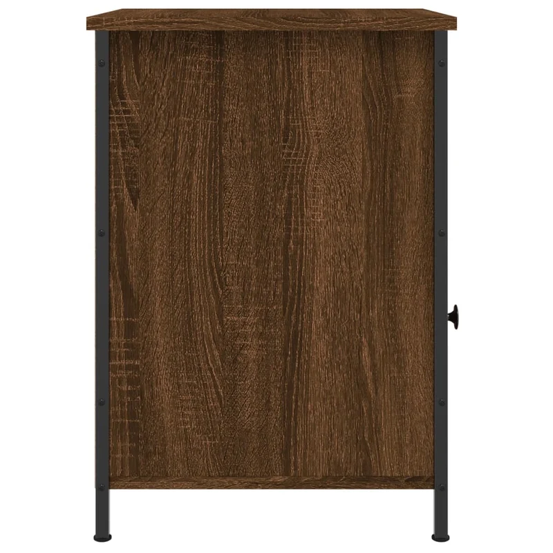 Lot de 2 tables de chevet avec tiroir et compartiment avec porte 40 x 42 x 60cm bois d'ingénierie marron et fer DEC035862