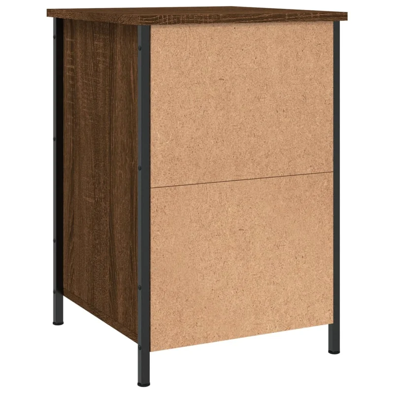 Lot de 2 tables de chevet avec tiroir et compartiment avec porte 40 x 42 x 60cm bois d'ingénierie marron et fer DEC035862