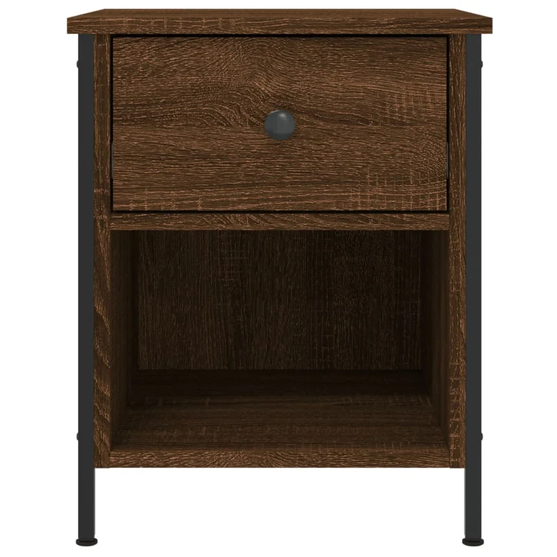 Lot de 2 tables de chevet avec tiroir et compartiment ouvert 40 x 42 x 50cm bois d'ingénierie marron et fer DEC035858