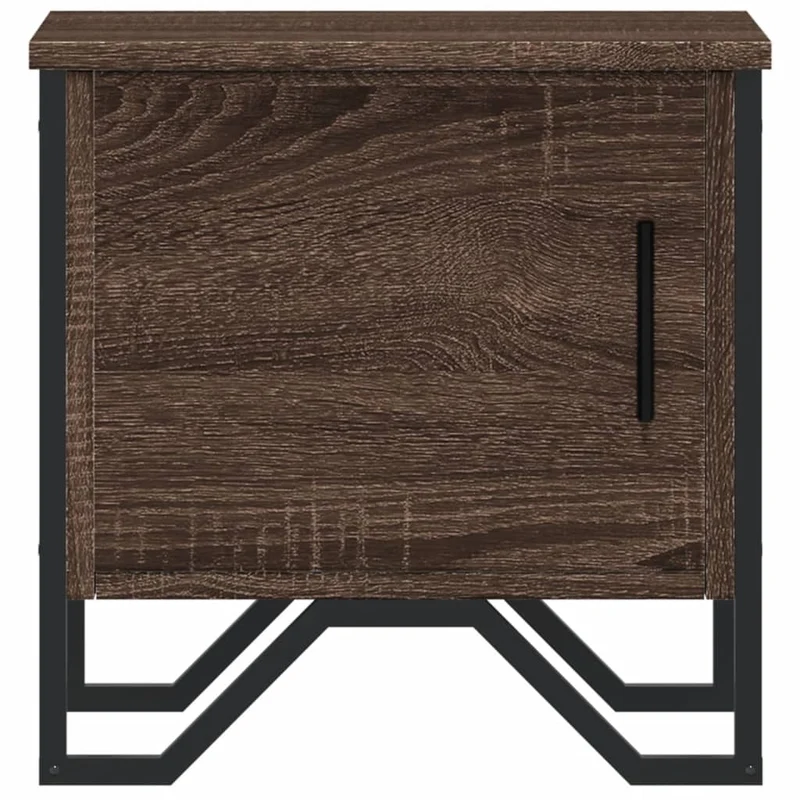 Lot de 2 tables de chevet avec compartiment avec porte 40 x 30 x 40cm bois d'ingénierie marron et métal DEC035835