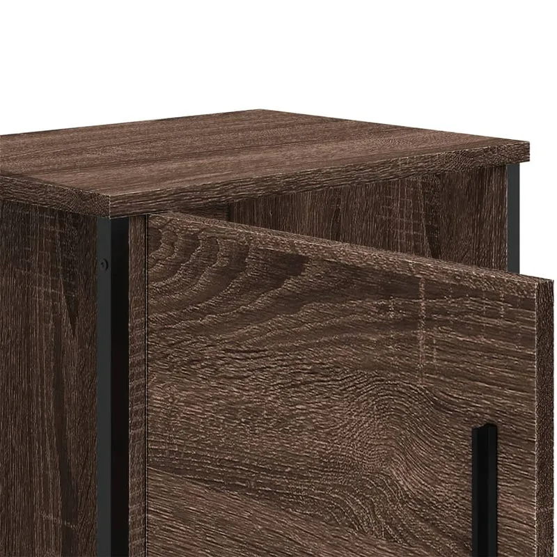 Lot de 2 tables de chevet avec compartiment avec porte 40 x 30 x 40cm bois d'ingénierie marron et métal DEC035835
