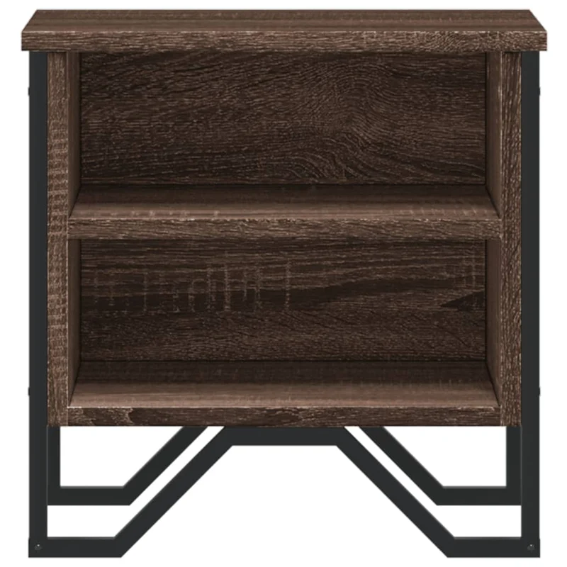 Lot de 2 tables de chevet avec compartiment ouvert 40 x 30 x 40cm bois d'ingénierie marron et fer DEC035834