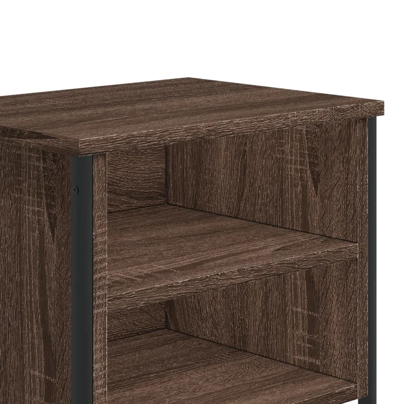 Lot de 2 tables de chevet avec compartiment ouvert 40 x 30 x 40cm bois d'ingénierie marron et fer DEC035834