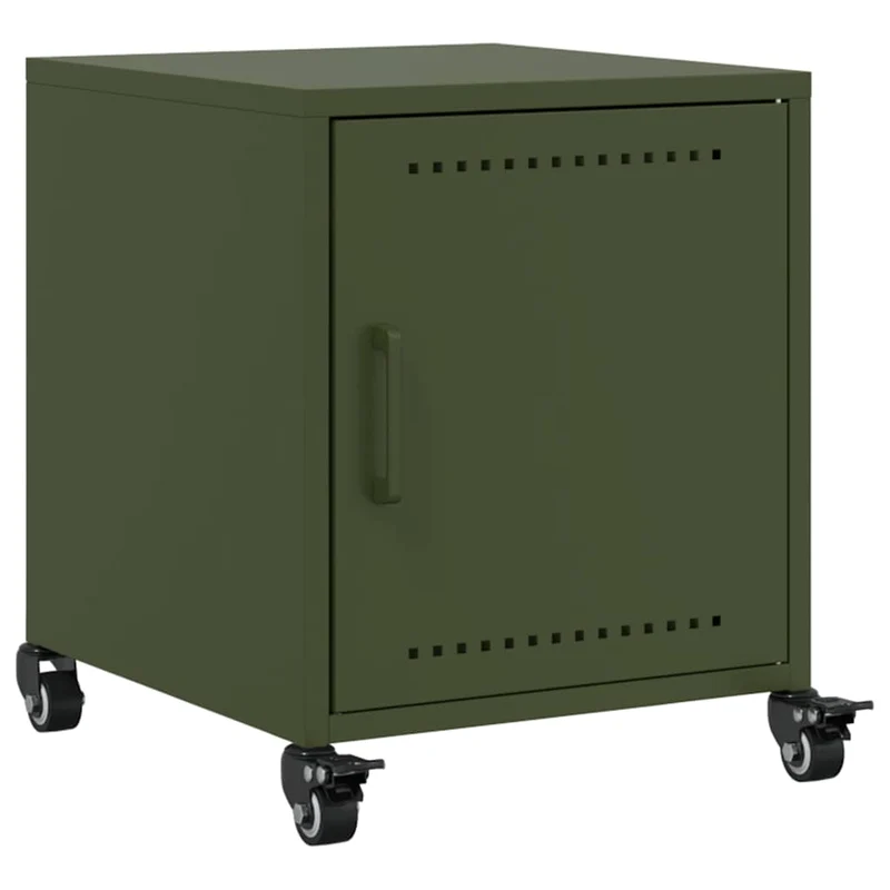 Lot de 2 tables de chevet sur roulettes avec compartiment avec porte 36 x 39 x 43,5 cm acier vert DEC035763