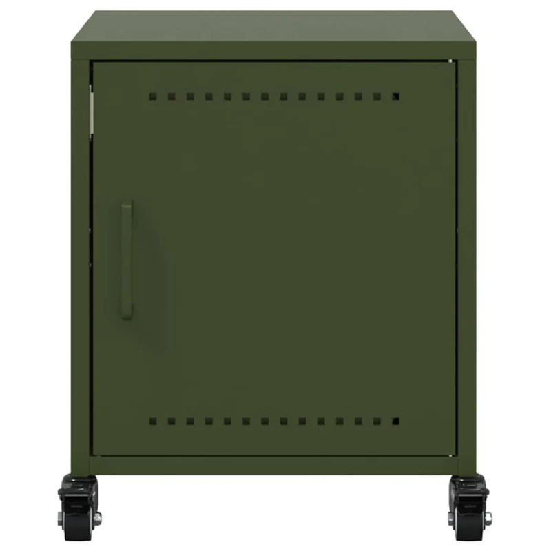Lot de 2 tables de chevet sur roulettes avec compartiment avec porte 36 x 39 x 43,5 cm acier vert DEC035763
