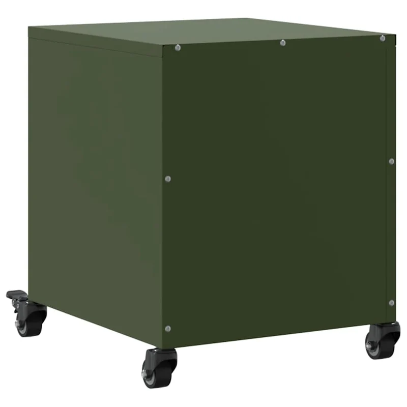 Lot de 2 tables de chevet sur roulettes avec compartiment avec porte 36 x 39 x 43,5 cm acier vert DEC035763
