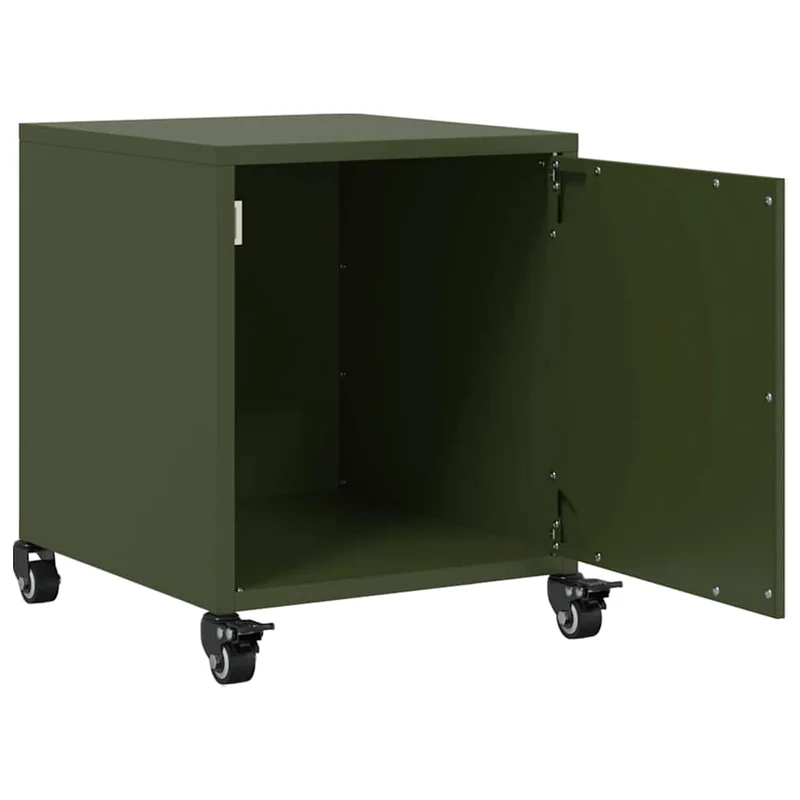 Lot de 2 tables de chevet sur roulettes avec compartiment avec porte 36 x 39 x 43,5 cm acier vert DEC035763