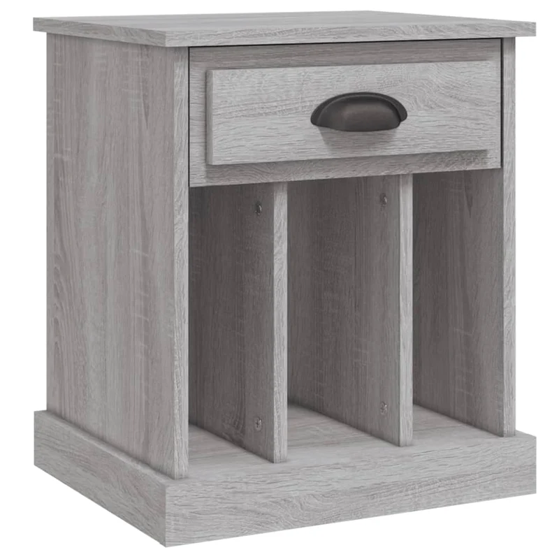 Lot de 2 tables de chevet avec un tiroir et 3 compartiments 43 x 36 x 50 cm bois d'ingénierie gris DEC035739