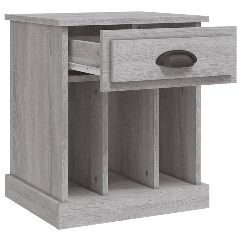 Lot de 2 tables de chevet avec un tiroir et 3 compartiments 43 x 36 x 50 cm bois d'ingénierie gris DEC035739