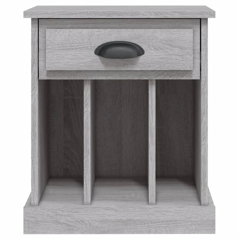 Lot de 2 tables de chevet avec un tiroir et 3 compartiments 43 x 36 x 50 cm bois d'ingénierie gris DEC035739