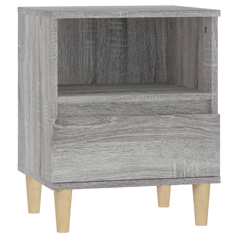 Lot de 2 tables de chevet avec tiroir et compartiment ouvert 40 x 35 x 50 cm bois d'ingénierie gris DEC035691