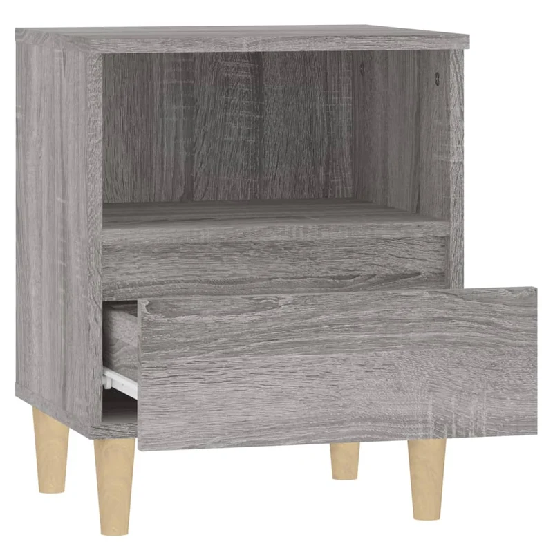 Lot de 2 tables de chevet avec tiroir et compartiment ouvert 40 x 35 x 50 cm bois d'ingénierie gris DEC035691