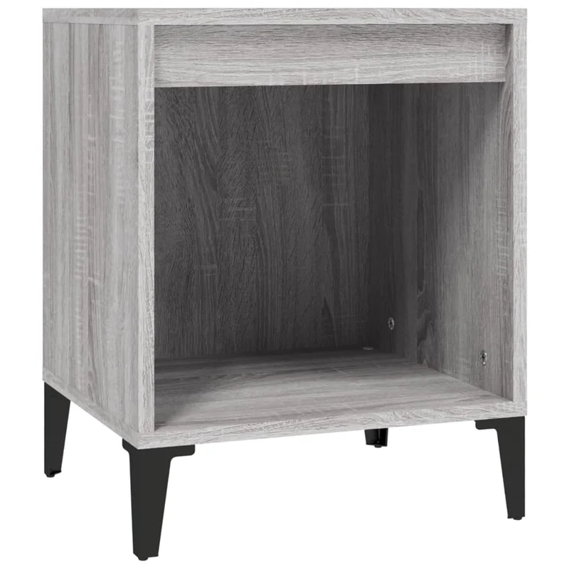Lot de 2 tables de chevet avec compartiment ouvert 40 x 35 x 50 cm bois d'ingénierie gris et métal DEC035690