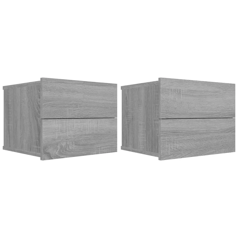 Lot de 2 tables de chevet avec tiroirs 40 x 30 x 30cm bois d'ingénierie gris DEC035659