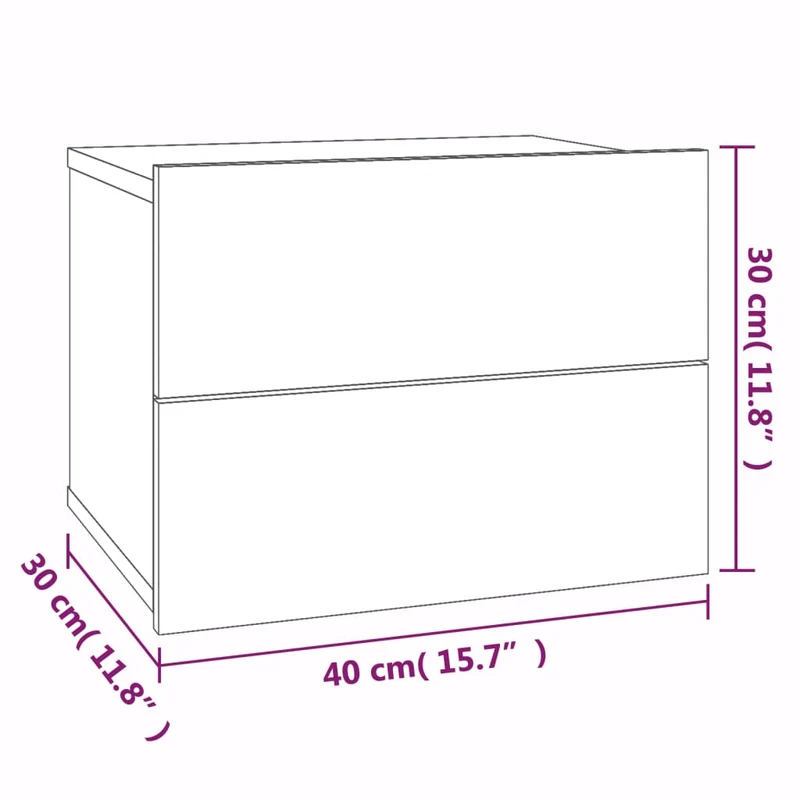Lot de 2 tables de chevet avec tiroirs 40 x 30 x 30cm bois d'ingénierie gris DEC035659