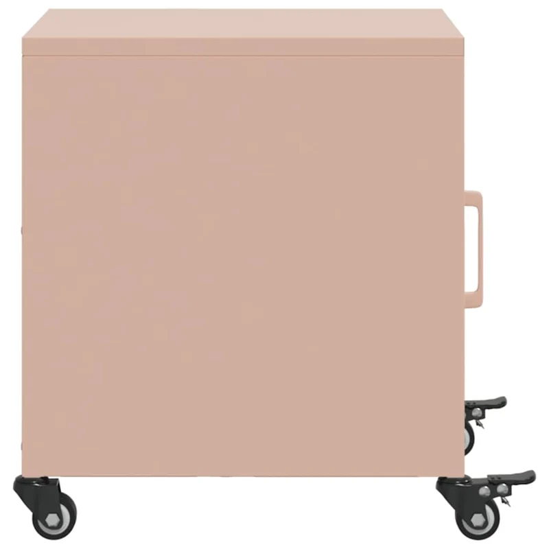 Lot de 2 tables de chevet sur roulettes compartiment avec porte 36 x 39 x 43,5 cm acier rose DEC035629