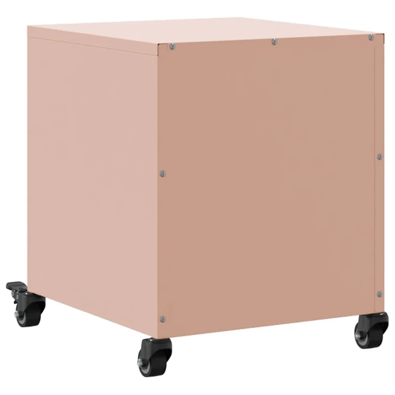 Lot de 2 tables de chevet sur roulettes compartiment avec porte 36 x 39 x 43,5 cm acier rose DEC035629