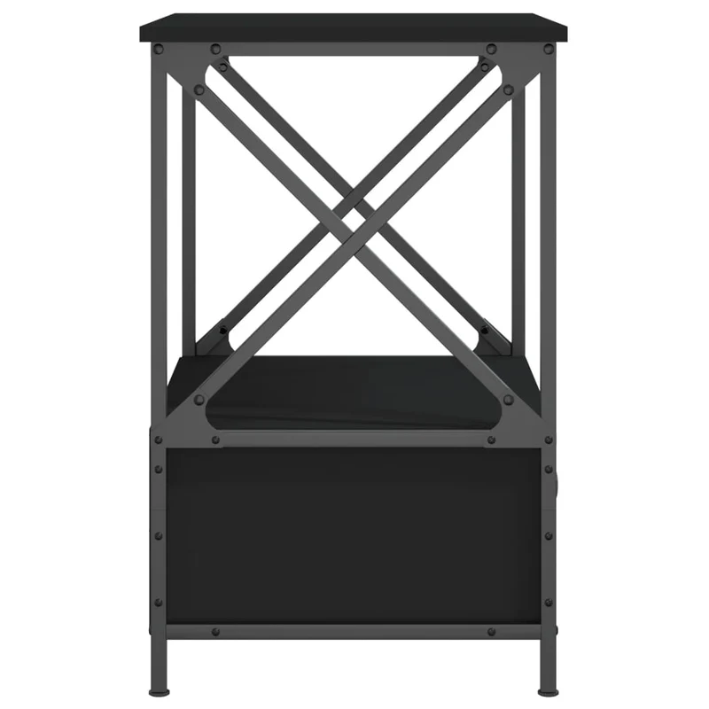 Lot de 2 tables de chevet avec tiroir et étagère 50 x 41 x 65 cm bois d’ingénierie noir et fer DEC035607