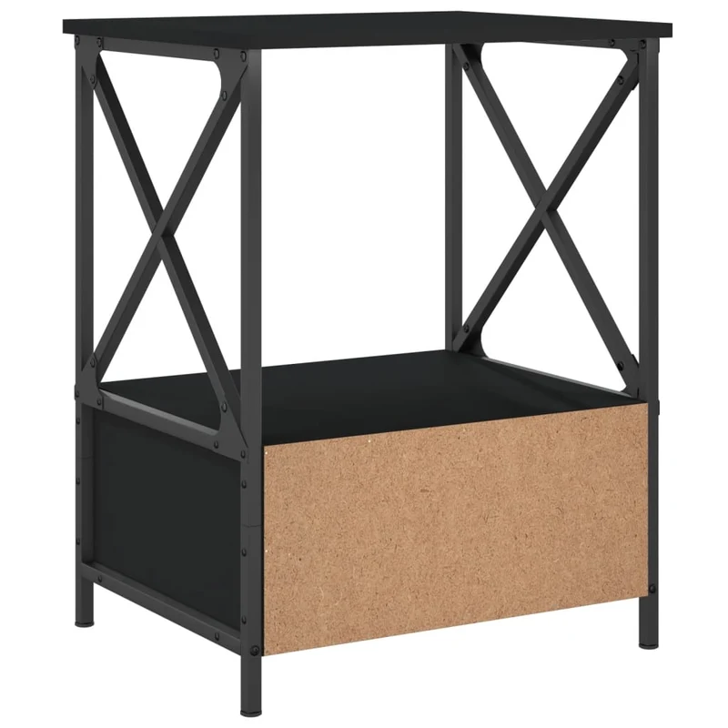 Lot de 2 tables de chevet avec tiroir et étagère 50 x 41 x 65 cm bois d’ingénierie noir et fer DEC035607