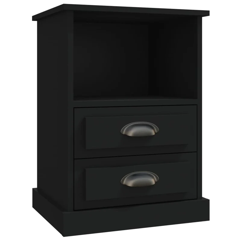 Lot de 2 tables de chevet avec tiroirs et compartiment ouvert 43 x 36 x 60 cm bois d'ingénierie noir DEC035597