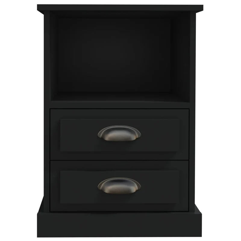 Lot de 2 tables de chevet avec tiroirs et compartiment ouvert 43 x 36 x 60 cm bois d'ingénierie noir DEC035597