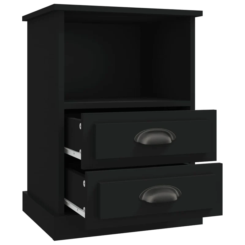 Lot de 2 tables de chevet avec tiroirs et compartiment ouvert 43 x 36 x 60 cm bois d'ingénierie noir DEC035597